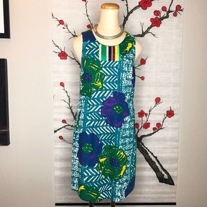 Anthropologie Teal and Purple Midi Dress